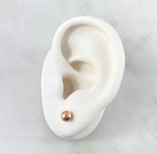 18K Rose Gold Smooth Ball Stud Earrings / 0.75gr / 7mm