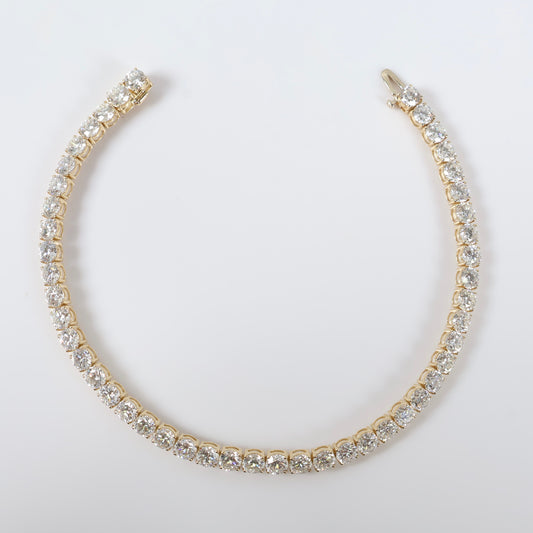 14K YG Lab Diamond Tennis Bracelet / 10.4gr / 4.5mm / 8in / 15.26Ct Lab Dia