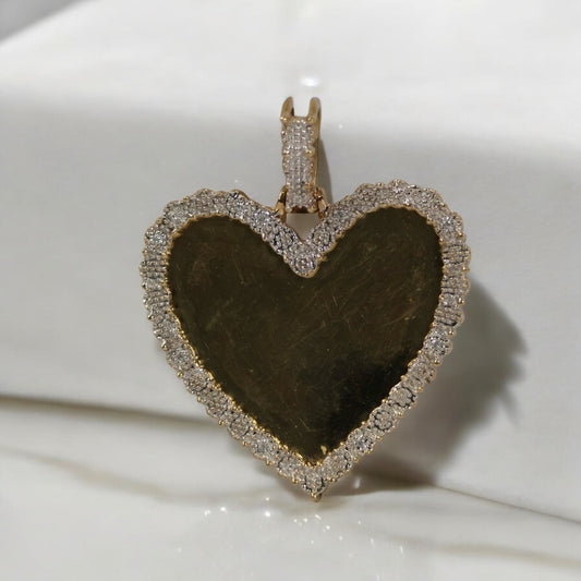 10K YG Memorial Heart Pendant / 6.4Gr / 1.4in /