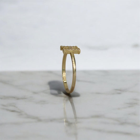 14K YG Letter H Ring / 1.29 / Sz 6 3/4