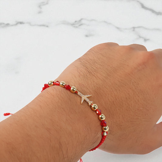 18K YG Airplane-Smooth Balls Bracelet Tejido / 1.89gr / Adjustable / White Zircons