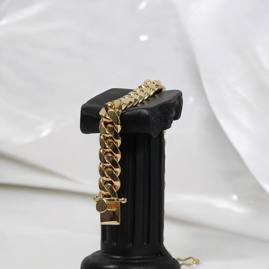 14K YG Cuban Links Bracelet / 90.36gr / 11.7mm / 7 3/4in /