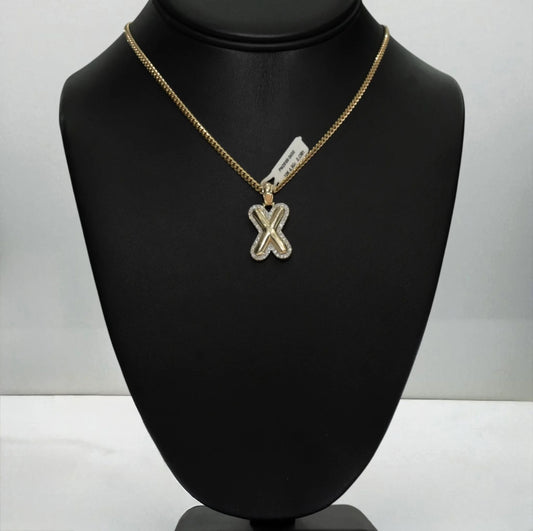 10K Yellow Gold Letter X Pendant With Diamond 0.58Ct / 4.9gr