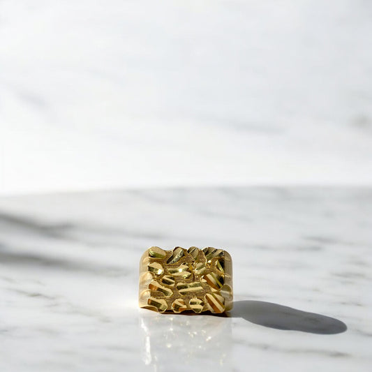 14K Yellow Gold Nugget Ring / 6.7gr / Size 10