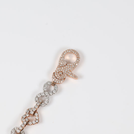 10K 2 Tone Diamond Infinite - Heart Chain / 48.5gr / 12mm / 17in / D-6.16Ct