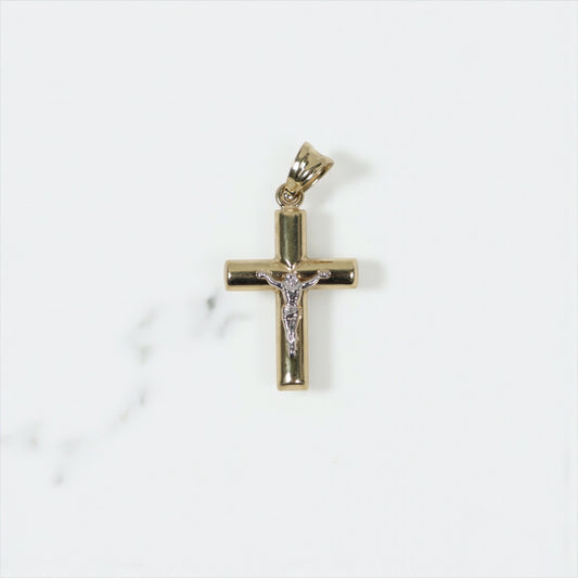 10K 2 Tone Crusifix Pendant / 1.17gr / 1.2in /