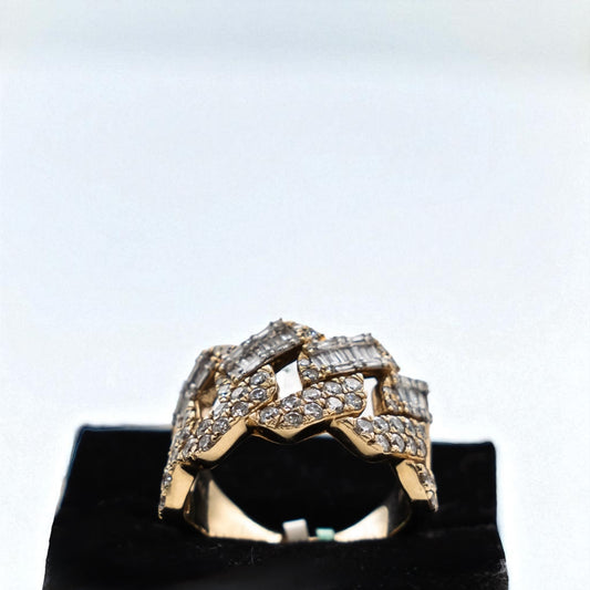 Chain Ring 14K Yellow Gold With Diamond 2,75ct / 14.9gr / Size 10.5