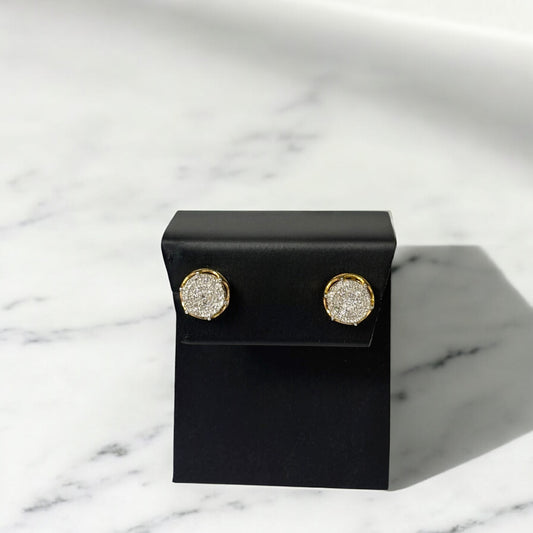 10K Yellow Gold Diamond Crown Stud Earrings 0.32Ct Dia / 1.76gr