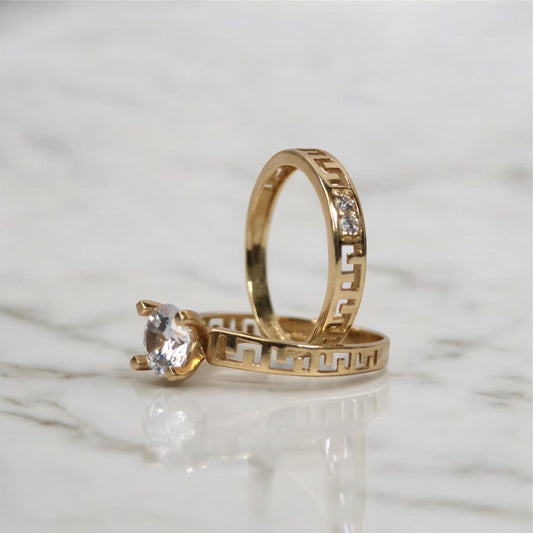 14K YG Round Set Engagement Ring / 4Gr / Sz 7 1/2