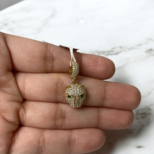 14K Yellow Gold Leopard Pendant With Zirconia / 2.8gr