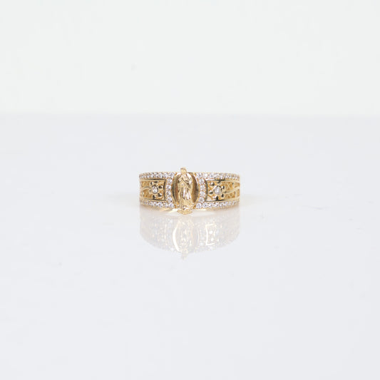 Virgin Ring 14K Yellow Gold With Zirconia / 3gr / Size 7.5