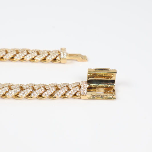 10K YG Cuban links Bustdown Bracelet / 58.3gr / 11mm / 8in / D-10.25Ct