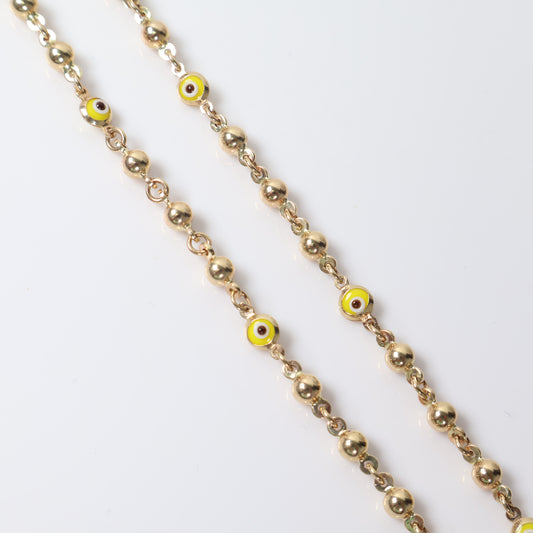 14K YG balls - Yellow Turkish Eye Chain / 11.4gr / 4mm / 18.5in /
