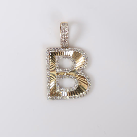 10K YG Diamond Letter B Pendant / 3gr / 0.8in / D-0.60Ct