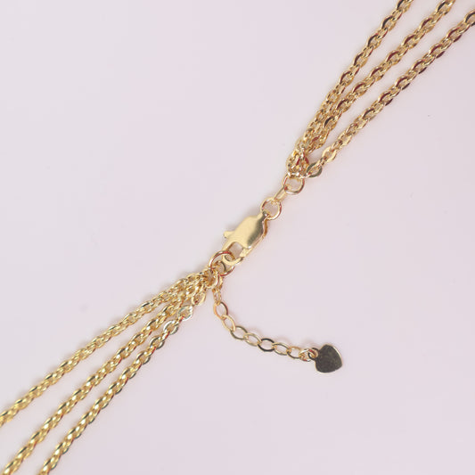 14K 3 Tone 3 Little Hearts Chain / 9.9gr / 1.7mm / 18in /