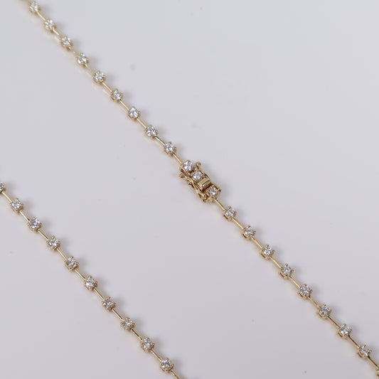 14K YG Lab Diamond Tennis Chain / 8.76gr / 2mm / 18in / 2.52 CTTW Lab VS / E-F