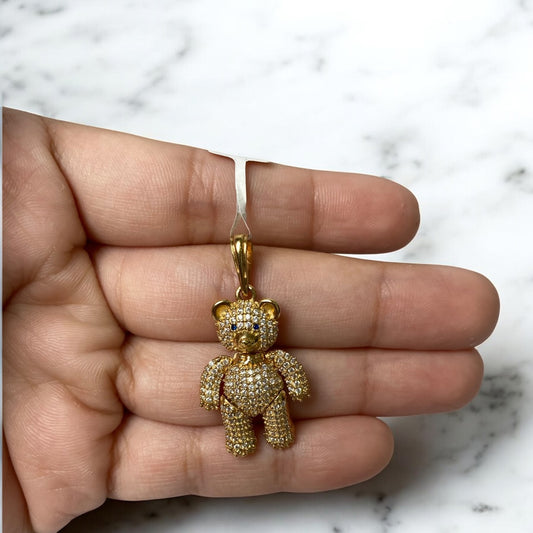 18K Yellow Gold Bear Pendant With Zircons / 7.7gr