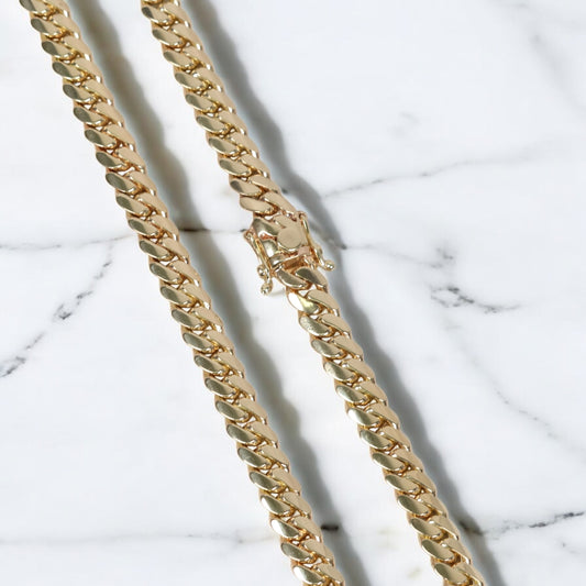 10K YG Cuban Links Chain / 98.95gr / 7.8mm / 24in /