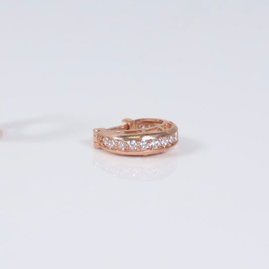 14K RG Lab Diamond Luxury Hoop Earrings / 1.8gr / 0.4in / 0.6Ct Lab Dia / H / VS