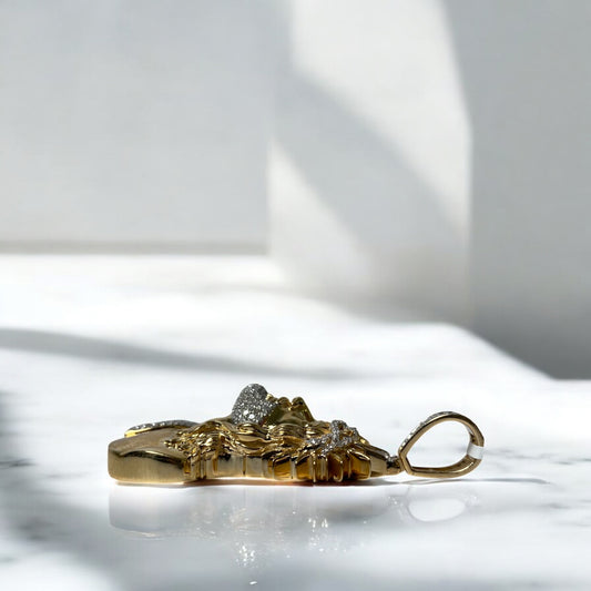 14K Yellow - White Gold Jesus Pendant 1.05Ct Dia / 11.3gr