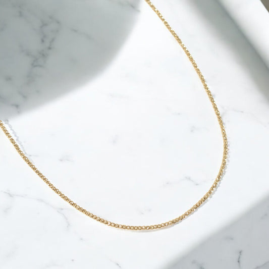 18K Yellow Gold Military Balls Diamond Cut Chain / 5.7gr / 1.6mm / 18in