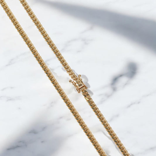 10K YG Micro Cuban Links Chain / 28.5gr / 4.2mm / 24in /