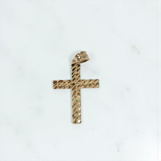 10K YG Nugget Cross Pendant / 1.54gr / 1.2in /