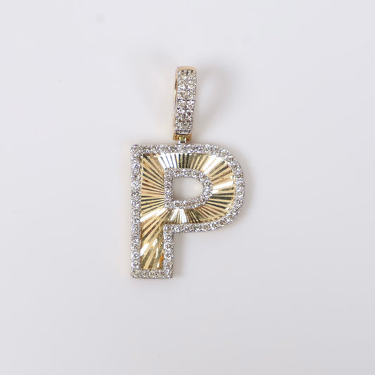 10K YG Diamond Letter P Pendant / 2.9gr / 0.8in / D-0.55Ct