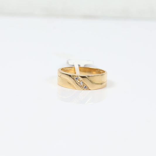 18K Yellow Gold Vintage Ring With Zircons / 5.5gr / Size 9.5