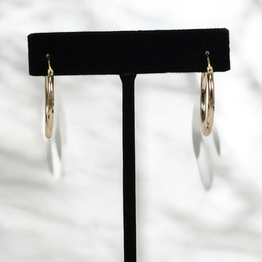 10K YG Luxury Hoop Earrings / 1.5gr / 0.9in /
