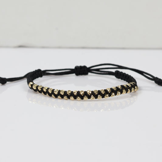 18K YG Two Lanes - Diamond Cut Balls Bracelet Tejido / 1.45gr / 3mm /