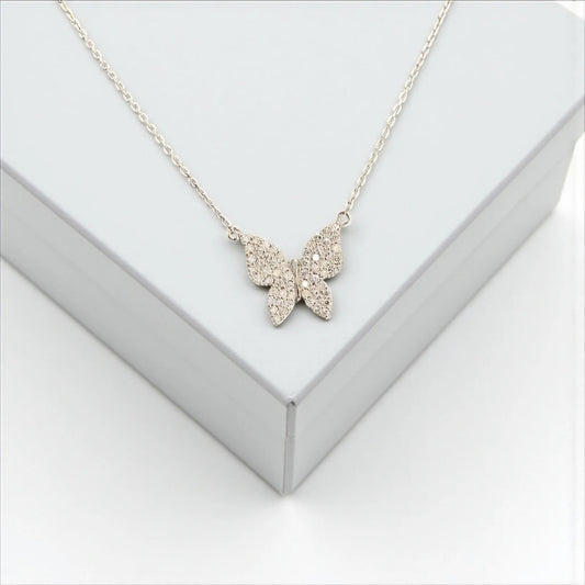 14K White Gold Diamond Butterfly Jewelry Set 0.75Ct / 3gr
