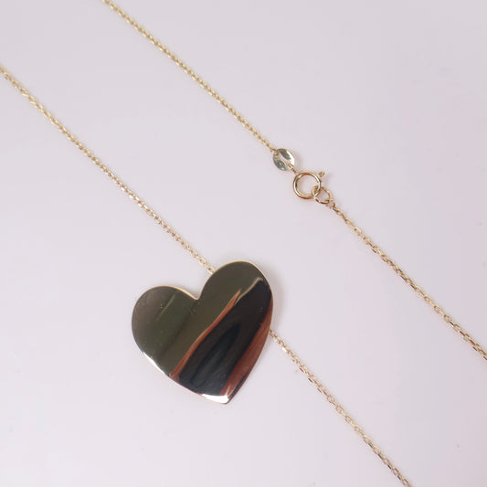 14K YG Big Heart Chain / 3.4gr / 1mm / 18in /