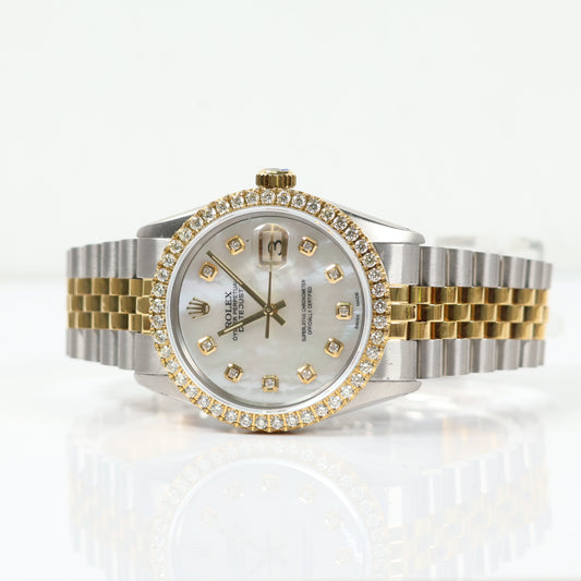 Rolex Datejus MOP Dia Dial - Diamond Bezel Watch / 36mm