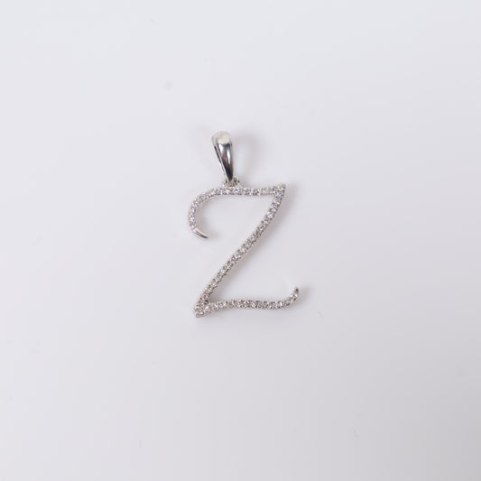 10K WG Diamond Little Letter Z Italics Pendant / 1.56gr / 0.8in / D-0.18Ct