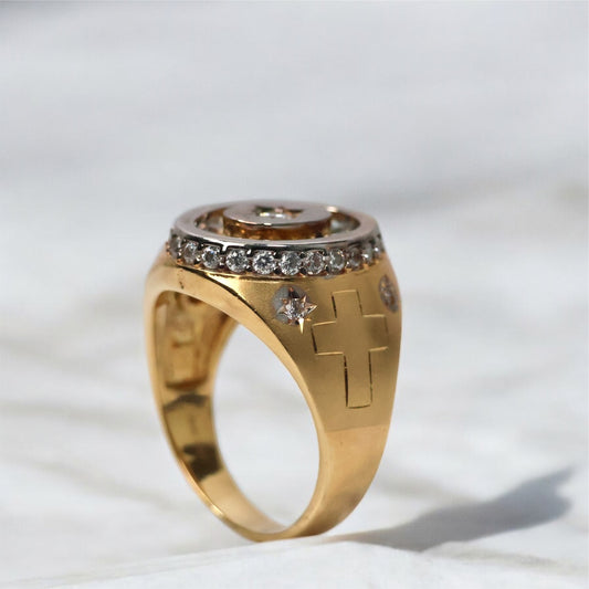 14K 2 Tone Luxury Ring / 11.50 gr / Sz 10 1/2