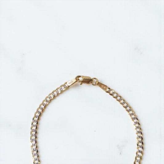 10K YG Baby Diamond Cut American Cuban Name Plate Bracelet / 2.45gr / 2.5mm / 5.5in /