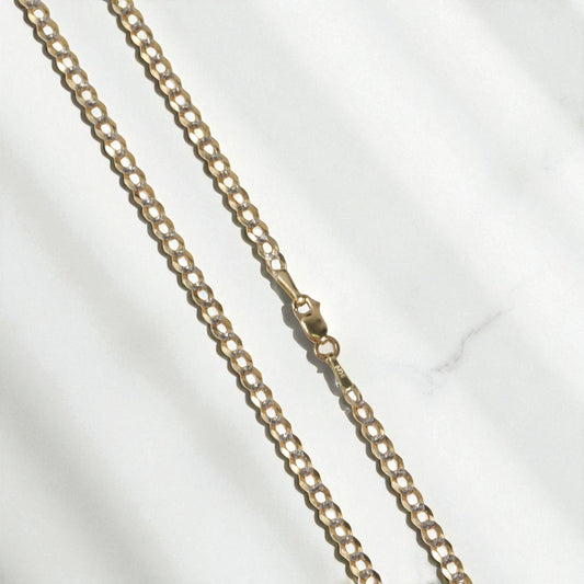 14K Yellow Gold American Cuban Link Chain Diamond Cut / 2.6gr / 2.4mm / 18in