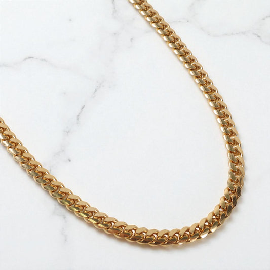 14K YG Micro Cuban Links Chain / 66.2gr / 6.2mm / 22in /