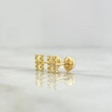 18K Yellow Gold Letter H Stud Earrings With Zircons / 0.7gr / 6mm