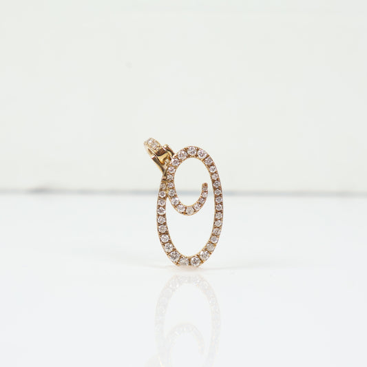 10K YG Diamond Letter O Italics Pendant / 2.23gr / 0.8in / D-0.60Ct