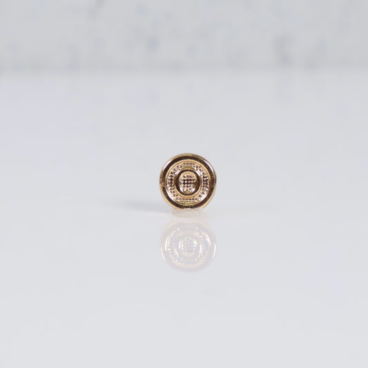 18K YG Letter O Textured Circle Ironwork / 0.2gr / 7mm /