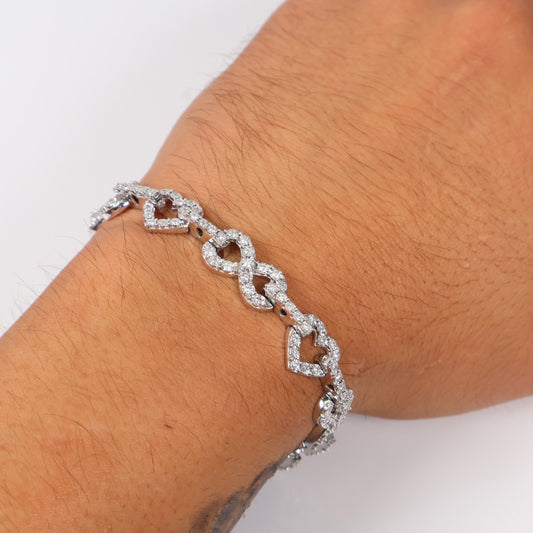 10K WG Diamond Infinite - Heart Bracelet / 24.86gr / 11.7mm / 7in / D-3.10Ct
