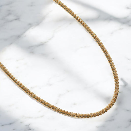 10K YG Micro Cuban Links Chain / 26gr / 4.1mm / 22in /