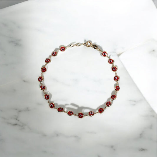 14K YG Evil Eye Bracelet / 2.40gr / 7.5in