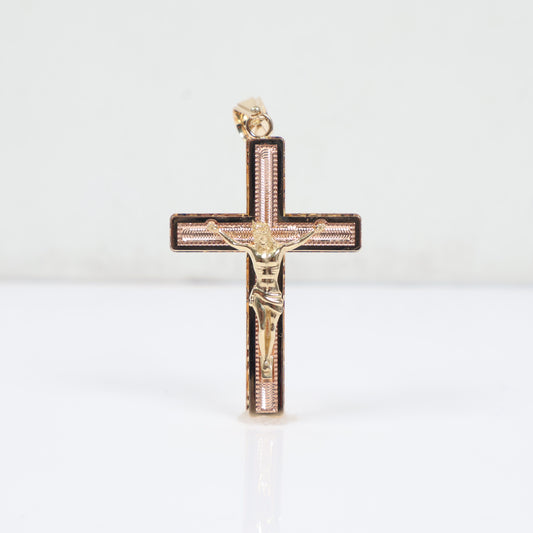 14K 2 Tone Crusifix Pendant / 4gr / 1.5in /