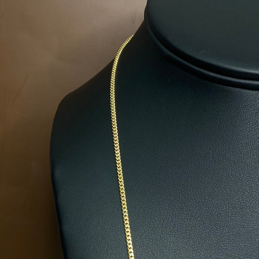 14K YG Mini Cuban Chain / 4.94gr / 1.7mm / 18in /