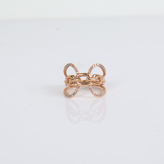 Women Ring 14K Rose Gold With Diamonds / 4.4gr / Size 7