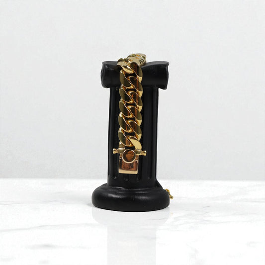 10K YG Cuban Links Bracelet / 98.1gr / 12.5mm / 8 1/4in /