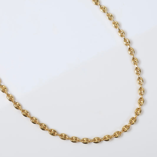 18K YG Modern Designer Link Chain / 12.4gr / 4.5mm / 25in /
